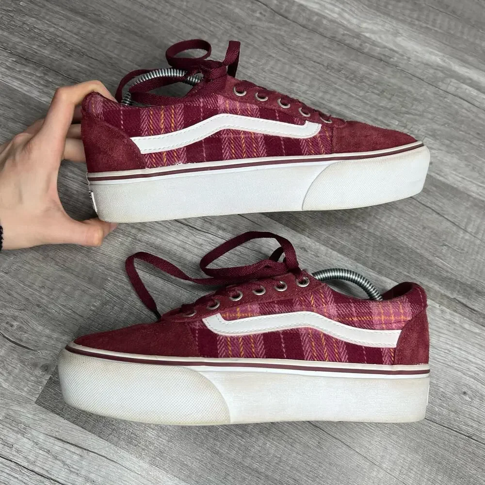 Vans Ward Platform Sneaker Marron Houndstooth Women's 6.5